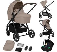 Lionelo Greet Poussette 3 en 1 (0-4 ans, 0-22 kg), Système de Voyage avec Siège Auto, Grande Nacelle, Assise Réversible, Châssis Léger, Suspension, Position Allongée, Capote UPF50+, Ventilation