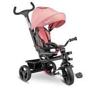 Lionelo Haari Tricycle Bébé Évolutif 2 en 1, Siège 360°, Rose Bubblegum | Dès 18 Mois jusqu’à 5 Ans, Guidon Parental Réglable, Pliable, Capote, Roues en Caoutchouc, Sac, Panier, Jusqu’à 25 kg
