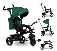 LIONELO Haari Tricycle bébé évolutif jusqu'à 25 kg, vélo de Marche vélo pour Les Enfants Plus âgés, siège réversible, Grand Panier Sac, Porte-gobelet, Roue Libre (Vert)