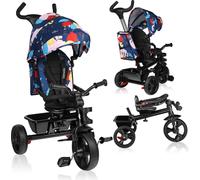 LIONELO Haari - Tricycle bébé évolutif - Jusqu'à 25 Kg - Siège réversible - Grand Panier Sac - Porte-gobelet - Roue Libre - Limited bleu TU