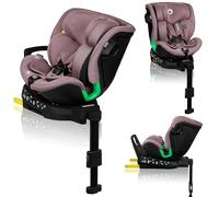 LIONELO Harmony I-SIZE Siège auto pivotant à 360° pour enfants de 40 à 150 cm, montage avec ISOFIX + pied stabilisateur, appuie-tête et dossier réglables, insert de réduction Dri-Seat (Pink)