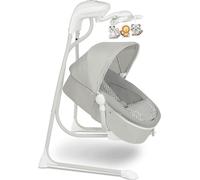 LIONELO Henny 3en1 Transat, balancelle et chaise longue pour bébé, transat électrique avec fonction couchage, 10 mélodies, carrousel, prise USB, moustiquaire (Gris)