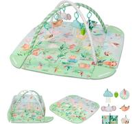 Lionelo Inga Tapis d’Éveil Bébé avec Arche | Tapis d’Activité Sensoriel dès la Naissance | 7 Jouets Détachables | Tapis Bébé Pliable avec Bords Relevables | Anneau de Dentition | Cadeau Naissance