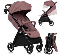 LIONELO INGRID Poussette jusqu'à 22 kg de 6 mois à 4 ans Grandes roues pivotantes à 360° Suspension totale Pliable d'une seule main Dossier et repose-pieds réglables Grand auvent XXL (Pink)