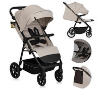 LIONELO IVA Poussette Canne Jusqu'à 22 kg de 6 m à 4 ans Roues Pivotantes à 360° Amortissement Total des Chocs Dossier et Auvent Réglables en Hauteur XXL UPF50+ Tissu de Qualité Supérieure (Beige)