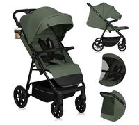 LIONELO IVA Poussette Canne Jusqu'à 22 kg de 6 m à 4 ans Roues Pivotantes à 360° Amortissement Total des Chocs Dossier et Auvent Réglables en Hauteur XXL UPF50+ Tissu de Qualité Supérieure (Green)