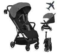 LIONELO Julie Air Poussette Canne jusqu'à 22 kg de 6 m à 4 ans Pour Avion Roues pivotantes à 360 ° Suspension Pliage avec Une Main Réglage du Dossier Canopy UPF50+, Légère (Grey)