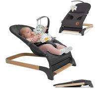 LIONELO June Air transat bébé dès les premiers jours de vie jusqu'à 9 kg, matière aérée, circulation d'air parfaite, léger, stable, antidérapant, bascule pour bébé pliable (Gris Graphite) (Stone)