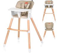 LIONELO Koen chaise haute bébé 2 en 1 pour enfant, chaise haute pliable, de 6 à 36 mois plateau amovible, 15 kg / 30 kg, ceintures de sécurité à 5 points (Beige)