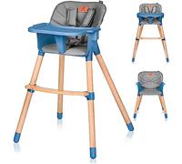LIONELO Koen chaise haute bébé 2 en 1 pour enfant, chaise haute pliable, plateau amovible, de 6 à 36 mois, ceintures de sécurité à 5 points, capacité de charge jusqu'à 15 kg / 30 kg (Blue)