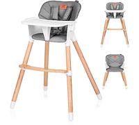 LIONELO Koen chaise haute bébé 2 en 1 pour enfant, pliable, plateau amovible, pieds antidérapant, de 6 à 36 mois, ceintures de sécurité à 5 points, capacité de charge jusqu'à 15 kg / 30 kg (Grey)