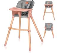 LIONELO Koen chaise haute bébé 2 en 1 pour enfant, pliable, plateau amovible, pieds antidérapant, de 6 à 36 mois, ceintures de sécurité à 5 points, capacité de charge jusqu'à 15 kg / 30 kg (Pink)