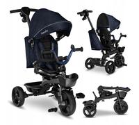 Lionelo Kori Tricycle avec barre de poussée pour enfants de 1,5 à 5 ans siège pivotant cadre en magnésium roues en caoutchouc sans entretien roue libre auvent amovible