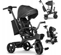 LIONELO Kori tricycle avec réflecteur pour enfants de 1,5 à 5 ans siège pivotant cadre en magnésium roues en caoutchouc sans entretien roue libre capote amovible Gris