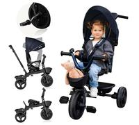Lionelo Tricycle bébé évolutif Kori 2en1 – siège rotatif 360° – roue libre – 1,5–25 kg – Bleu