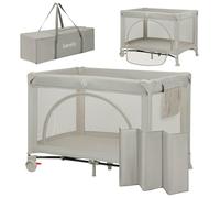 Lionelo Lit de voyage 2en1 Laura – Jusqu'à 15 kg, 0–36 mois, matelas T25, sac de voyage – Beige Sand