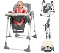 LIONELO Laurice Transat Chaise Haute Bébé Evolutive de 6 à 36 mois (15 kg) 2 en 1 avec Fonction de Balancelle (9 kg), 5 niveaux de hauteur, Réglage du Dossier et du Repose-pieds (Gris)