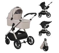 LIONELO LAYLA 3 en 1 Poussette combinée Poussette 0-48 mois jusqu'à 22 kg, Nacelle jusqu'à 9 kg, Siège auto jusqu'à 13 kg, AiryDots, Roues PU pivotantes à 360°, Suspension complète (Black)