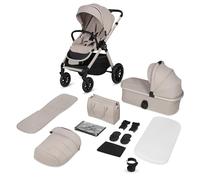 LIONELO LAYLA Poussette 2-en-1 0-48 mois jusqu'à 22 kg Nacelle jusqu'à 9 kg, Réglage du dossier et des pieds, AiryDots, Roues pivotantes 360o en PU Absorption totale des chocs Cabine XXL (Brown)