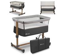 lionelo Leonie lit Bebe avec Matelas Fonction de Berceau, 5 Niveaux de la Hauteur, possibilité de Placer sous l’Angle paroi, latérale Enroulable, 2 Roues, Sac