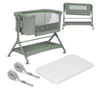 LIONELO Leonie Plus Lit Bébé 3 en 1 jusqu’à 9kg, Lit Bébé Cododo et Berceau, Hauteur Réglable, Parois Aérées, Côté amovible, Roulettes Freinées, Grand Panier