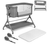 Lionelo Lit cododo Leonie Plus 3en1 – Hauteur & inclinaison réglables – Matelas haute densité – Gris