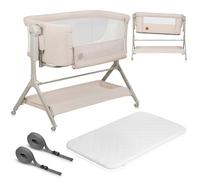 lionelo Leonie Plus Lit Bébé 3 en 1 Jusqu’à 9kg, Lit Bébé Cododo et Berceau, Hauteur Réglable, Parois Aérées, Côté Amovible, roulettes Freinées, Grand Panier