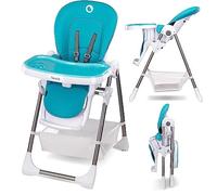 LIONELO Linn Plus chaise haute bébé, chaise haute pliable pour enfant, plateau amovible, hauteur réglable de 6 à 36 mois, ceintures de sécurité à 5 points, capacité de charge jusqu'à 15 kg (TURQUOISE)