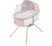 Lionelo lit bébé Malin Evo : 3 en 1, de la naissance à 9 kg, système de balancement innovant, pare-soleil, moustiquaire, matelas ajustable - Beige