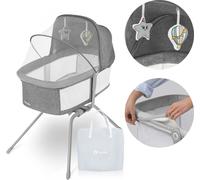 Lionelo lit de voyage Malin de la naissance à 9kg, protection LockGuard offre une protection contre les plis, lit de camping, lit de croissance - Gris