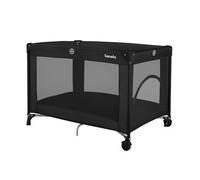 lionelo Lit de Voyage pour Bébé Amelie de la Naissance à 15 kg, Petit, Pliable, Matelas Pliable Moelleux, 100,5x70,5 cm, 2 Roues, Entrée Latérale, Sac de Transport (Black)