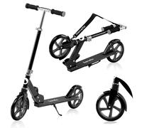 LIONELO Luca trotinette Enfant et Adultes jusqu'à 100 kg, Construction Durable, Pliage, Rapide, Guidon Ajustable, Roues à 20 cm, Amortisseur ShockResist Frein (Noir)
