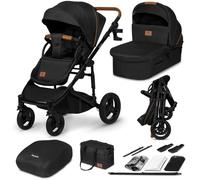 Poussette combinée 2en1 - LIONELO Mari Tour - Jusqu’à 22 kg - Grandes roues - Housse de pluie et plus- Noir