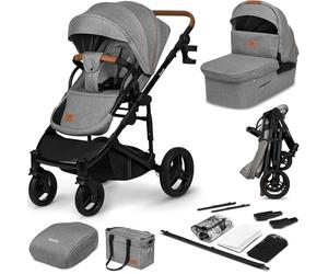 LIONELO MARI TOUR 2en1 Poussette Canne Bébé jusqu'à 22 kg Nacelle Siège-auto Réglage du Dossier Pliable Ceintures à 5 points, Roues Tout Terrain 360° Poussettes Combinées