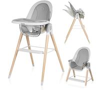 LIONELO Maya chaise haute bébé 2 en 1 pour enfant, chaise haute pliable, plateau amovible, pieds antidérapant, de 6 à 36 mois, ceintures de sécurité, capacité de charge jusqu'à 15 kg / 25 kg (WHITE)