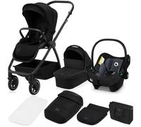 LIONELO MERIL 3 en 1 Poussette Bébé Multifonctionnelle 0 à 48 Mois Jusqu'à 22 kg, Nacelle Jusqu'à 9 kg, Siège Auto, Roues Tout-terrain 360 °, Amortissement Complet Auvent XXL UPF50+ (Black)