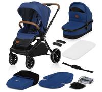 Lionelo Mika 2in1 Combinaison poussette, siège auto, poussette. Auvent, bandoulière pour le transport, matelas, moustiquaire, couvre-jambes, matériau imperméable, roues en caoutchouc.
