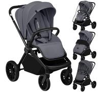 Lionelo Mika Plus Poussette universelle jusqu'à 22kg Haute manœuvrabilité Capote XXL avec UPF50+ Gris