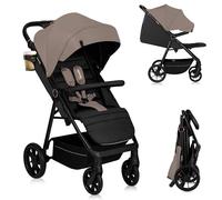LIONELO MIRA Poussette Canne Jusqu'à 22 kg de 6 m à 4 ans Roues Pivotantes à 360 ° Amortissement Total des Chocs Dossier et Repose-pieds Réglables Auvent XXL UPF50+ Grand Panier Jusqu'à 3 kg (Beige)
