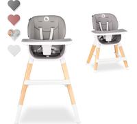 Lionelo Mona 4in1 chaise haute bébé enfant chaise haute de voyage réglage complet construction en bois de hêtre et plastique PP harnais 5 points deux plateaux