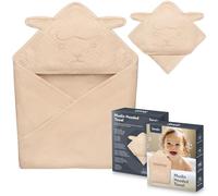 lionelo Muslin Hooded Towel Serviette de Bain bébé en Mousseline avec Capuche pour bébé après Le Bain 80x80 cm, Serviette de Bain Respirante et Douce pour bébé, Tissu 6 Couleurs