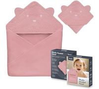 lionelo Muslin Hooded Towel Serviette de Bain bébé en Mousseline avec Capuche pour bébé après Le Bain 80x80 cm, Serviette de Bain Respirante et Douce pour bébé, Tissu 6 Couleurs
