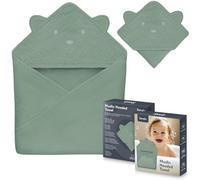 lionelo Muslin Hooded Towel Serviette de Bain bébé en Mousseline avec Capuche pour bébé après Le Bain 80x80 cm, Serviette de Bain Respirante et Douce pour bébé, Tissu 6 Couleurs