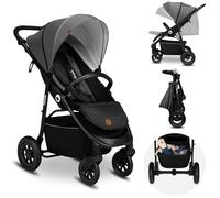 LIONELO Natt Poussette Canne Bébé jusqu’à 22 kg, Réglages de la Poignée et du Dossier jusqu'à la Position Allongée, Ceintures de Sécurité à 5 points, Grandes Roues Tout-terrain Auvent XXL (Grey)