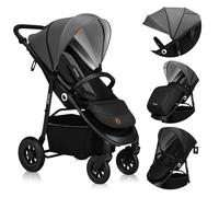 LIONELO Natt Poussette jusqu'à 22 kg, Absorption totale des chocs Capote étanche XXL, 0-4 ans Gris