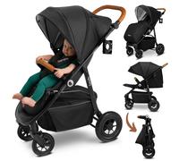 LIONELO Natt Poussette jusqu'à 22 kg, Absorption totale des chocs Capote étanche XXL, 0-4 ans Noir