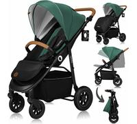LIONELO Natt Poussette jusqu'à 22 kg, Absorption totale des chocs Capote étanche XXL, 0-4 ans Vert