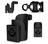 LIONELO Ove Accessoires Poussette 2en1, Porte gobelet Poussette, Support Smartphone, 360°, Universel - s'adapte à la Plupart des Bouteilles et Smartphones, système de Montage 360°, Design léger
