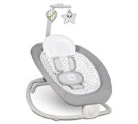 Lionelo Pascal transat bébé avec vibrations délicates, 12 mélodies avec réglage du volume, dossier réglable, barre à jouets interactifs, pliage compact