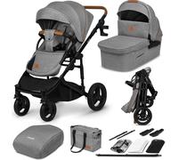 Lionelo Poussette 2en1 Mari Tour jusqu'à 22 kg, Roues : type off-road, Aération 3D panoramique, Touches de commande avec fonction mémoire, Fonction porte-bébé - Gris